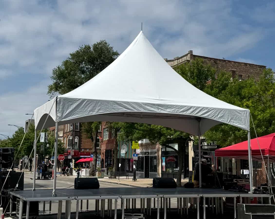 Portable stage and riser setup for presentations and performances